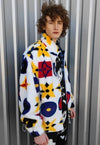 Geometric floral jacket handmade reversible fleece coat