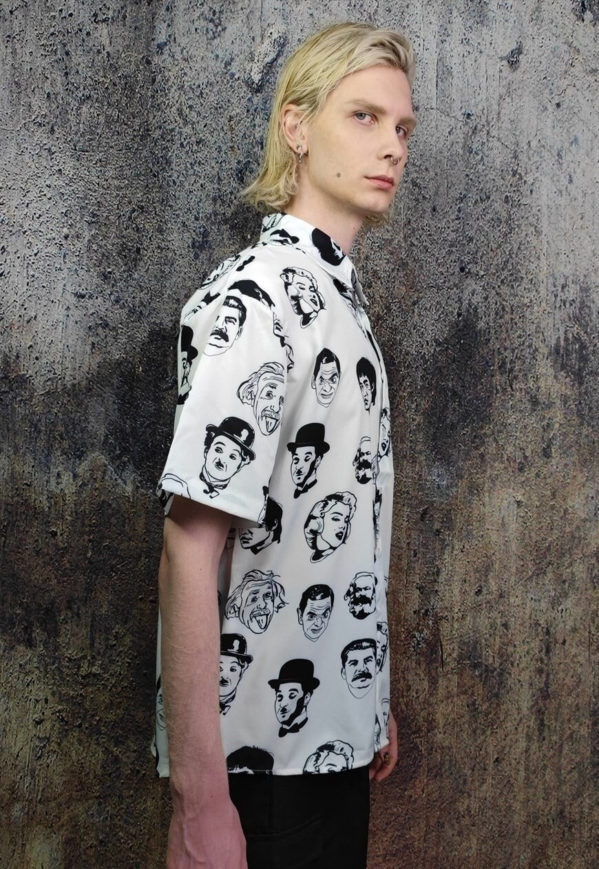 Retro celebrity shirt famous print short sleeve top in white