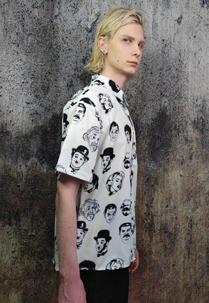 Retro celebrity shirt famous print short sleeve top in white