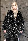 Cherry fleece coat handmade 2in1 fruit trench jacket black