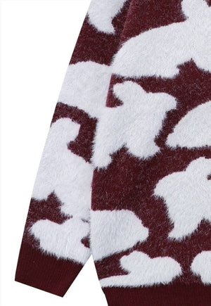 Fluffy sweater knitted rabbit jumper distressed punk top