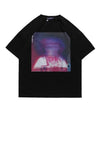 Blurry print t-shirt abstract rave tee skater punk top white