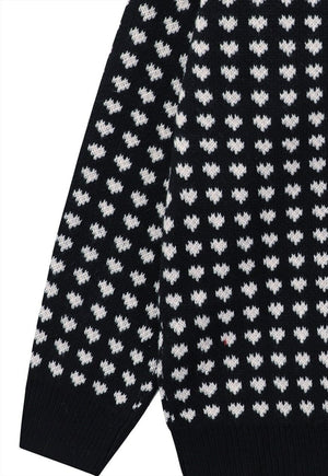 Retro heart sweater vintage pattern jumper 80s top in Black