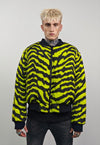 Striped varsity jacket black animal print reversible bomber