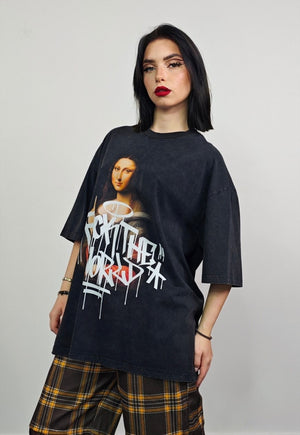 Mona Lisa t-shirt Da Vinci tee retro art top in vintage grey