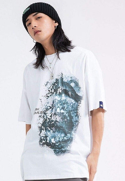 Monster print t-shirt zombie tee grunge Gothic top in white