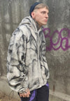 Rough bleach fleece hoodie washed out faux fur jacket grey