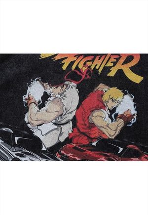 Street fighter t-shirt vintage wash racing car top long teev