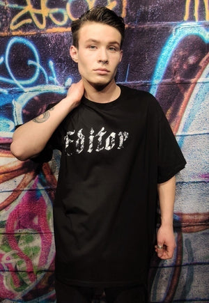 Cross print tee Jesus top religion t-shirt in black