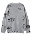 Ripped gothic sweater grey shredded pattern chained jumper