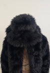 Faux fur bucket hat oversize long hair fisherman cap black