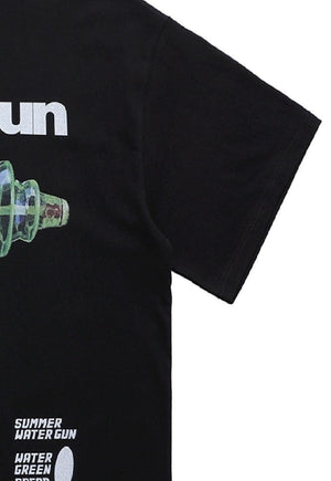 Water gun t-shirt grunge tee retro punk pistol top in black