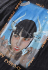 E-girl t-shirt cyber punk print tee Anime raver top in grey