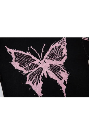 Distressed knitted jumper butterfly sweater ripped top black