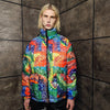 Bandanna bomber handmade detachable paisley puffer devil horn jacket cashew print coat two sided jacket in rainbow