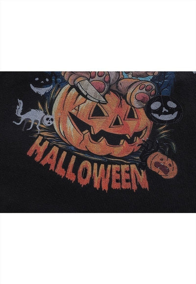 Halloween sweater pumpkin knit distressed jumper in beige