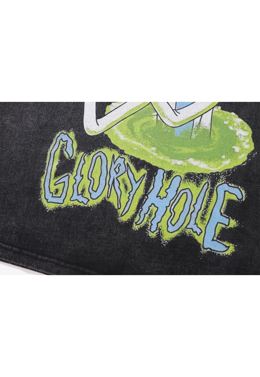 Rick and Morty t-shirt American cartoon tee retro glory hole top in vintage grey