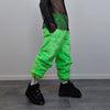 Neon faux fur joggers winter raver pants fluffy skiing trousers mountain fleece overalls festival bottoms burning man pants in green