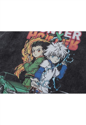 Anime t-shirt vintage wash Total Deathcore top long tee grey