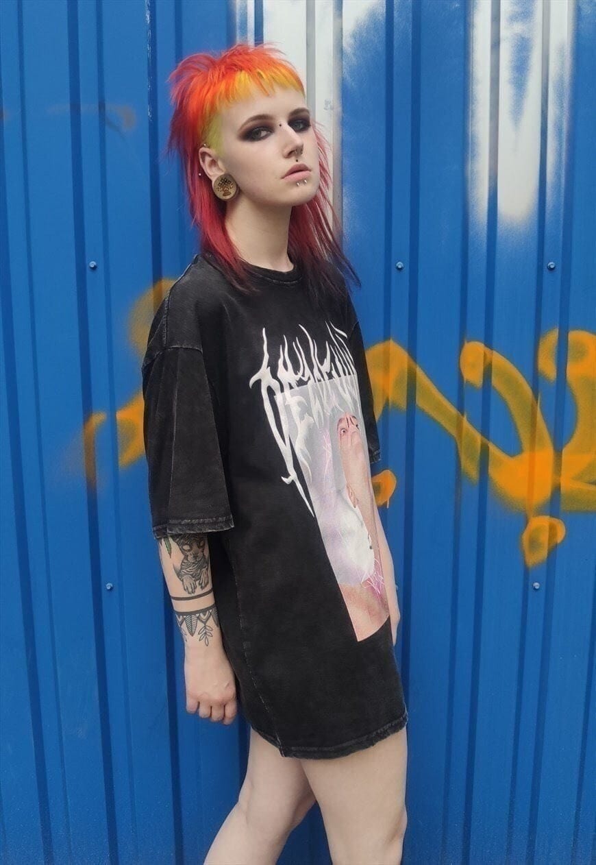 Rapper tee money print t-shirt raver climax top in black