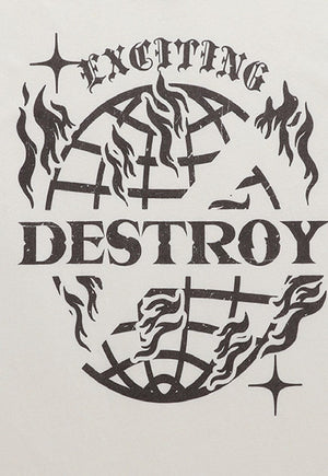 Destroy slogan t-shirt grunge earth tee retro Gothic top