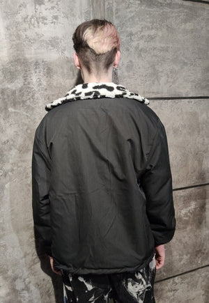 Reversible leopard bomber 70s animal varsity jacket white