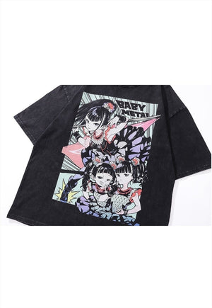 Baby metal t-shirt Japanese tee vintage anime top acid grey