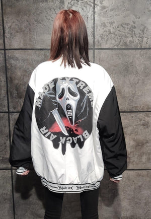 USA varsity spring jacket Scream movie MA-1 bomber white