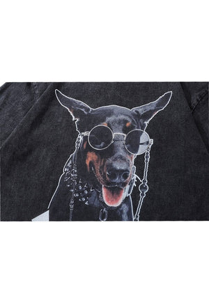 Doberman t-shirt dog tee retro Pinscher top in acid black