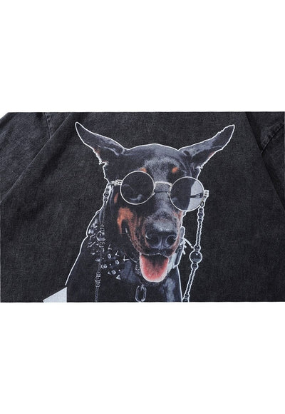 Doberman t-shirt dog tee retro Pinscher top in acid black