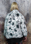 Tie-dye fleece jacket in blue gradient sky print bomber