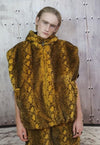 Snake bomber handmade python fleece jacket in acid yellow