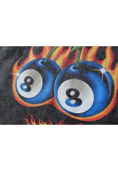 Cherry t-shirt old bingo game long tee retro top acid grey