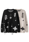 Cyber punk sweater star patch jumper futuristic top in black