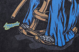 Grim reaper t-shirt death print tee retro Y2K cartoon top in vintage grey