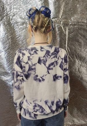 Distressed painted knitwear sweater tie-dye knit top white