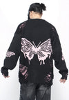 Butterfly sweater black pink ripped gothic jumper grunge top