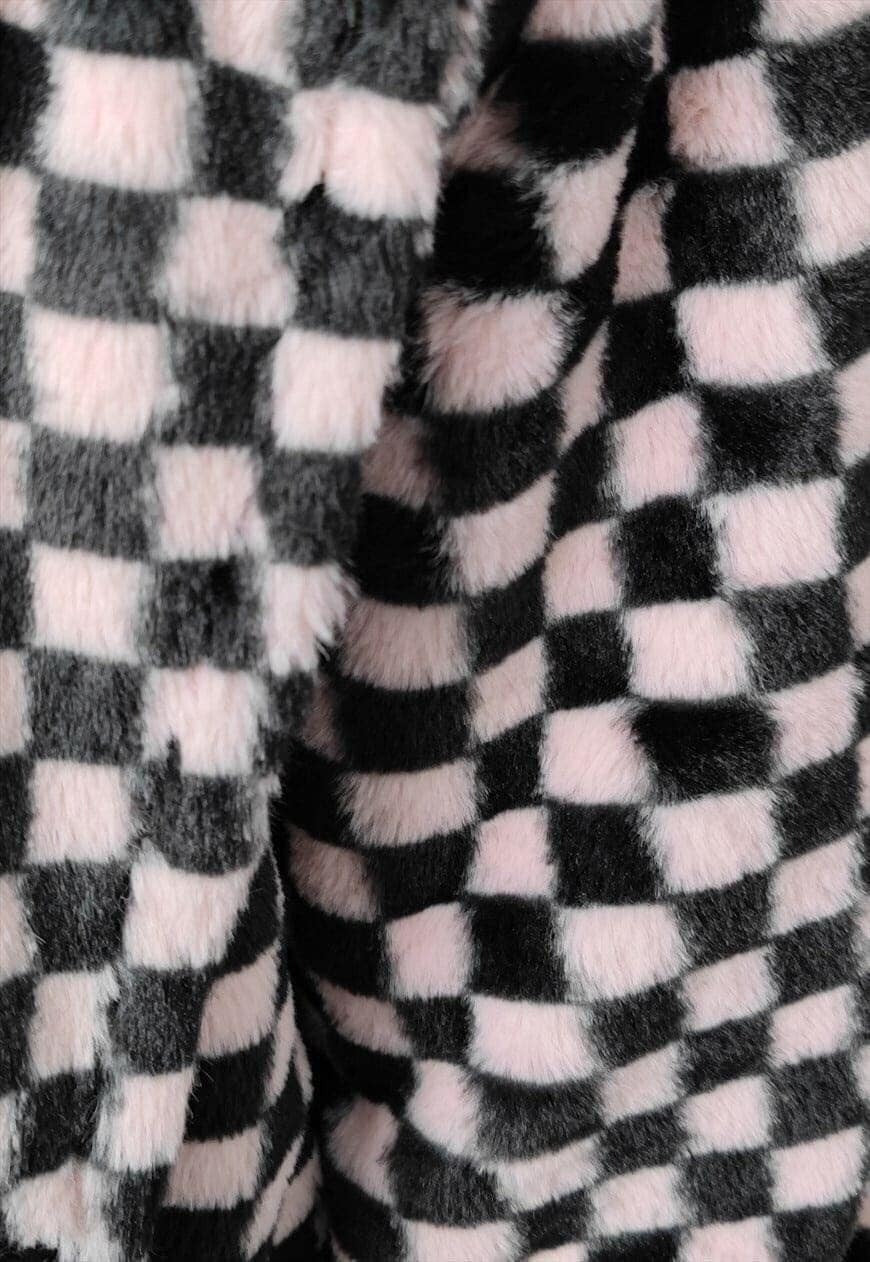 Check fleece coat handmade 2in1 SKA Vans trench jacket pink