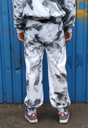 Tie-dye gradient Joggers bleached overalls in washed grey