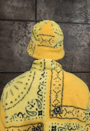 Paisley fleece fisherman hat handmade bandana bucket yellow