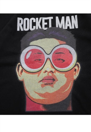 Rocket man t-shirt Korean tee Gangnam style top in orange