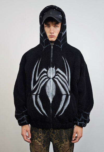 Spiderweb bomber Gothic fleece jacket grunge punk puffer