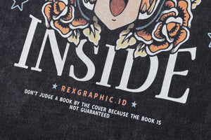 Tiger t-shirt anime print tee Japanese cartoon top in vintage grey