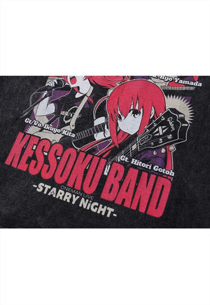 Kessoku Band t-shirt vintage wash Anime long tee Korean top