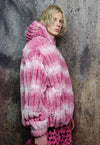 Tie-dye fleece jacket detachable gradient fluffy bomber pink