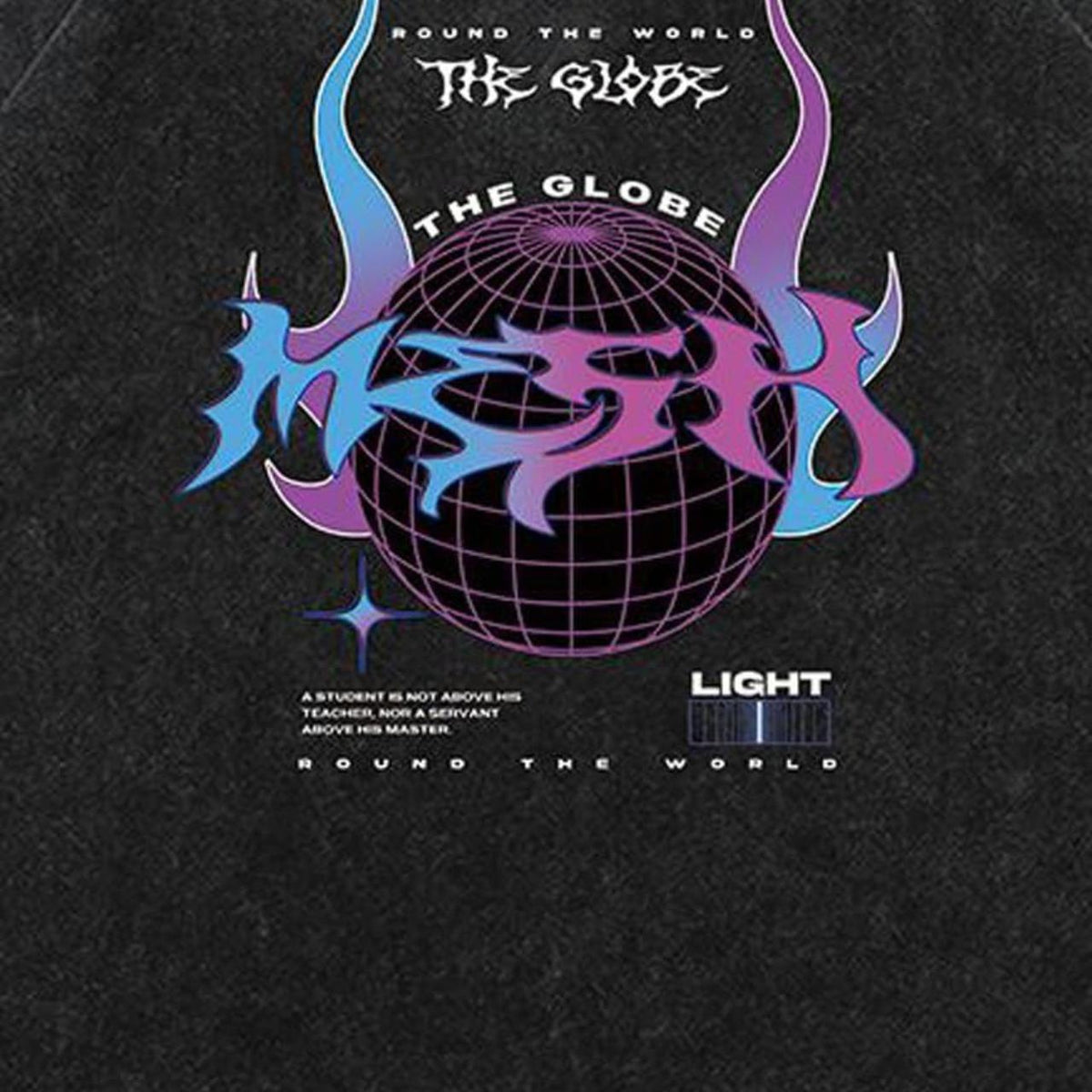 Cyberpunk tshirt globe print top vintage wash retro rave tee