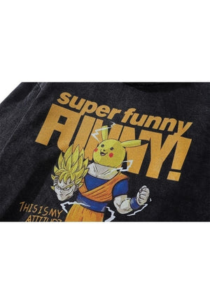 Pokemon hoodie Pikachu pullover Dragon ball Z top in grey