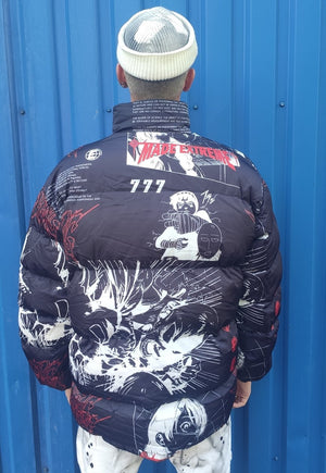 Anime bomber Japanese jacket Kawaii puffer manga coat black