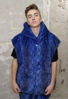 Snake fleece jacket detachable handmade Python bomber blue