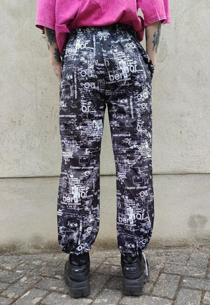 Straight fit graffiti print joggers beam overalls in black